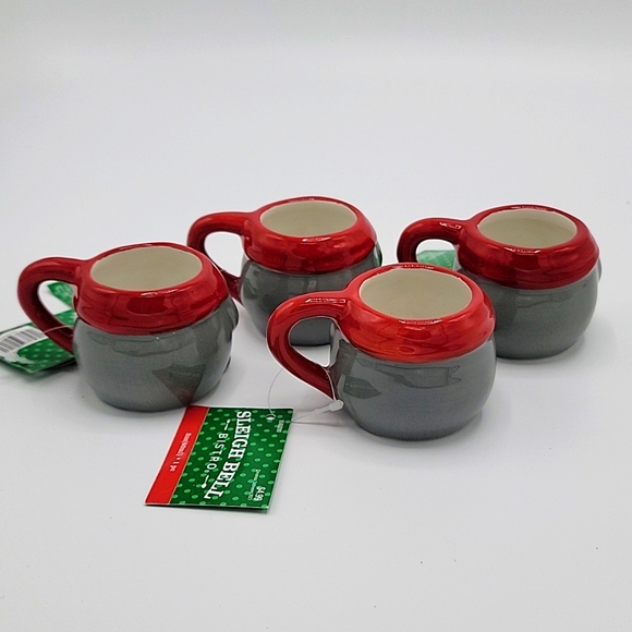New 4 Ceramic Gnome Expresso Mugs 2" H - Picture 5 of 6